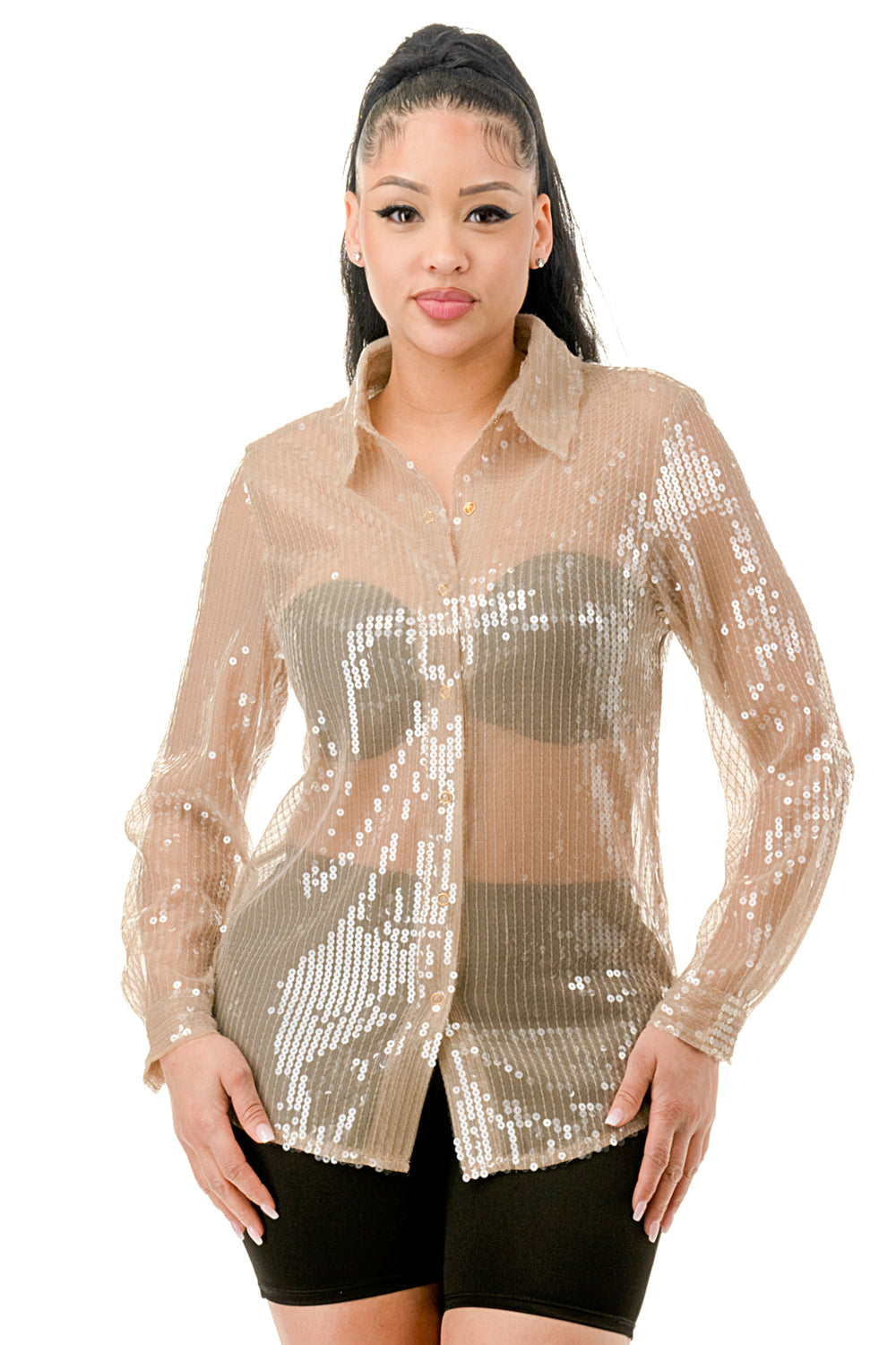 See Through Sequin Shirts