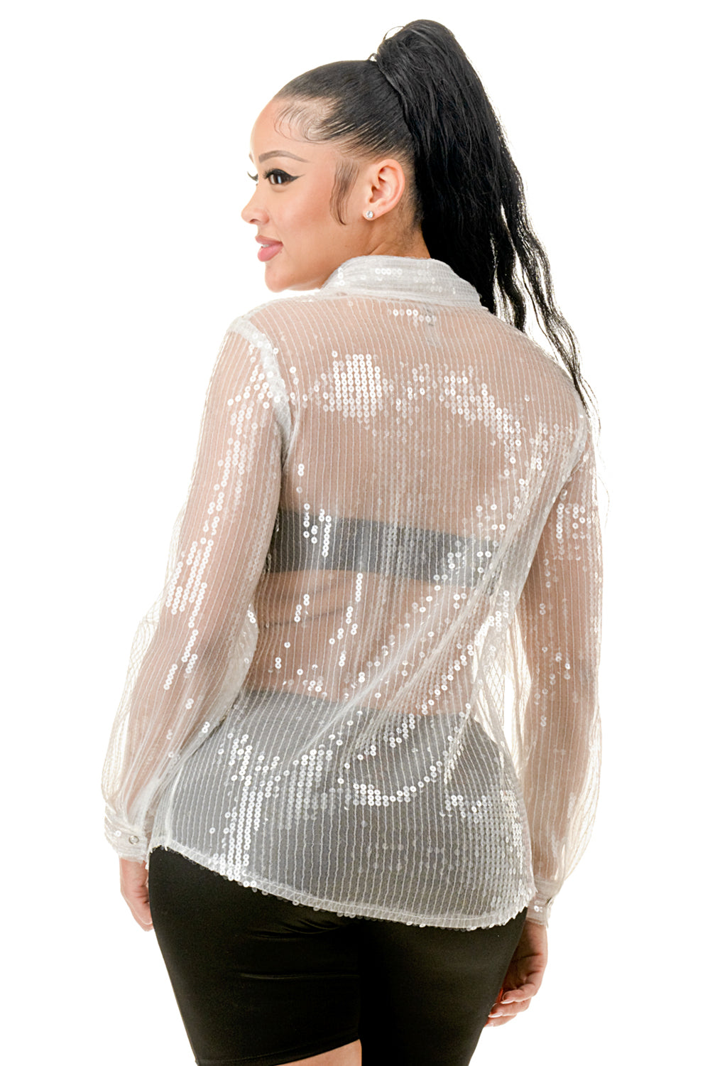 See Through Sequin Shirts