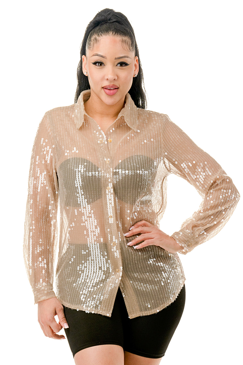 See Through Sequin Shirts