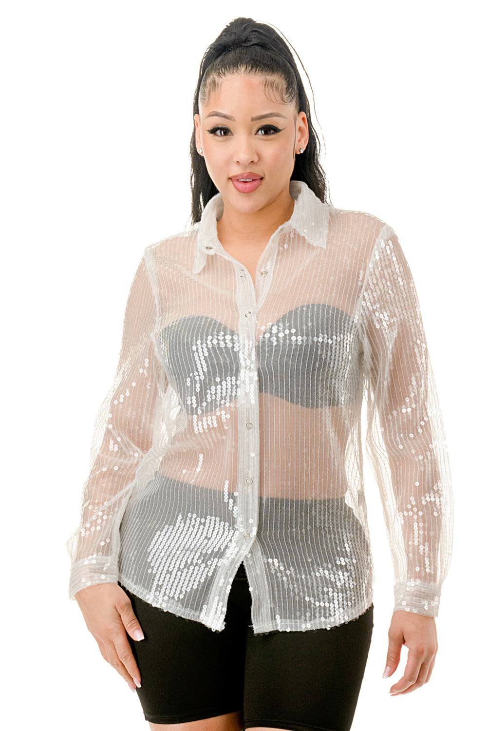 See Through Sequin Shirts