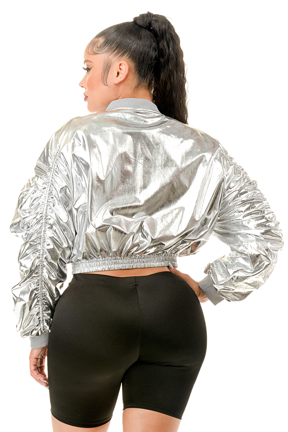 Metallic Cargo Bomber Jackets