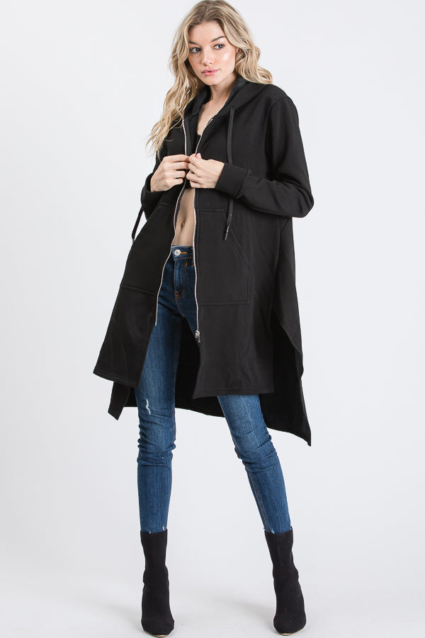 Long Sleeve Zip Up Oversized Long Hoodie Jacket