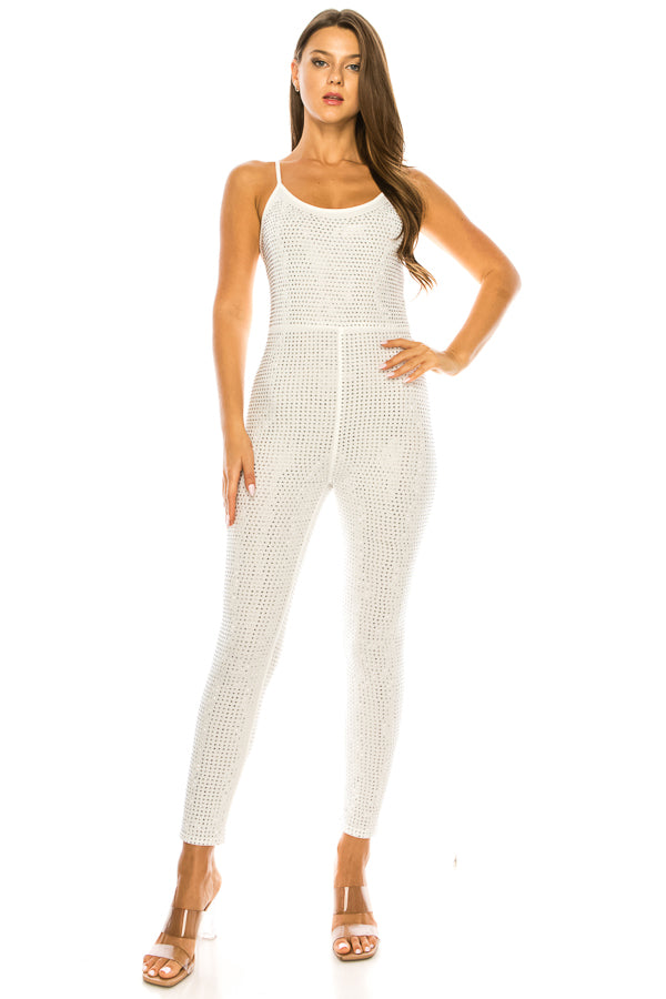 Sleeveless Rhinestone Women's Bodycon Jumpsuit